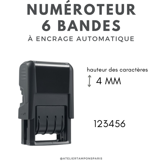 Tampon numéroteur à encrage automatique 6 bandes TRODAT printy 4836