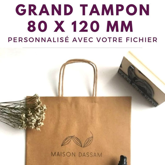 Grand tampon bois 80 x 120 mm tampon logo personnalisé