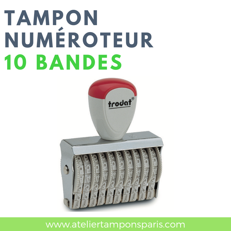 Tampon numéroteur à encrage séparé 10 bandes