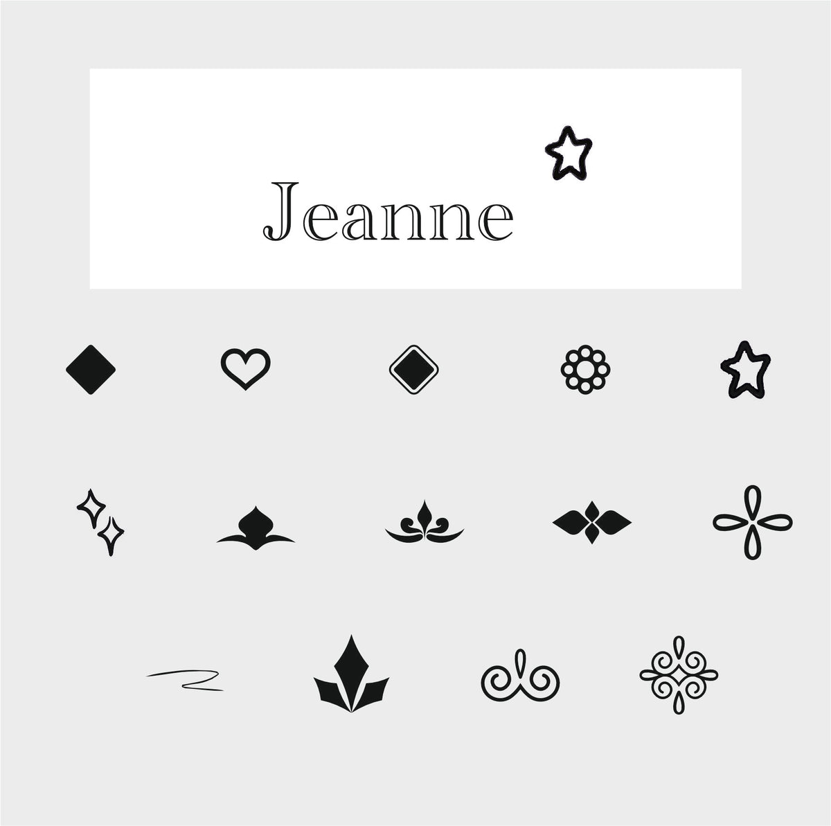 Tampon textile personnalisable avec le Prénom et Nom et ajout d'un grigri pour étiquettes et vêtements