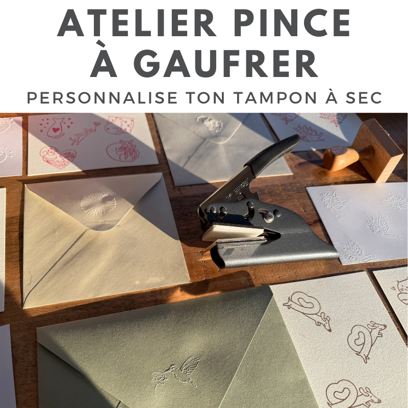 Atelier timbre à sec : dessine ta pince à gaufrer le papier