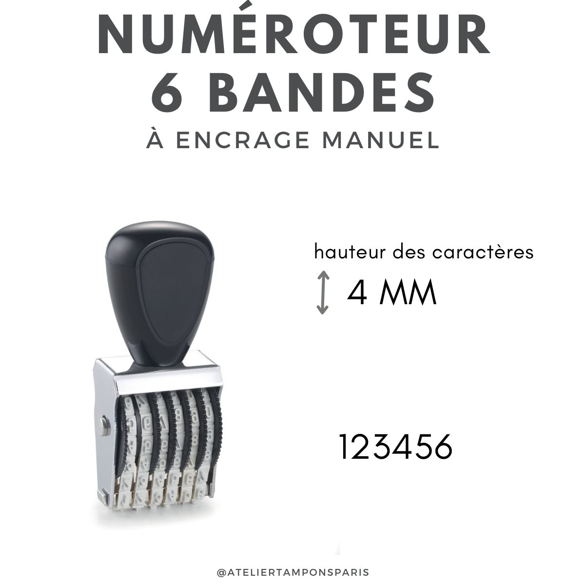 Tampon numéroteur à encrage séparé 6 bandes
