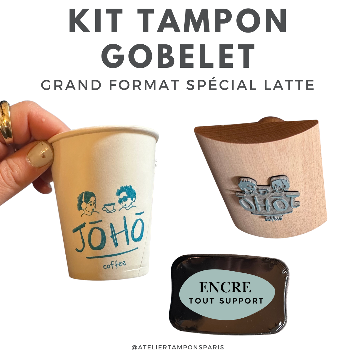 Kit tampon pour personnaliser vos gobelets de café grand format type latte et cappucino