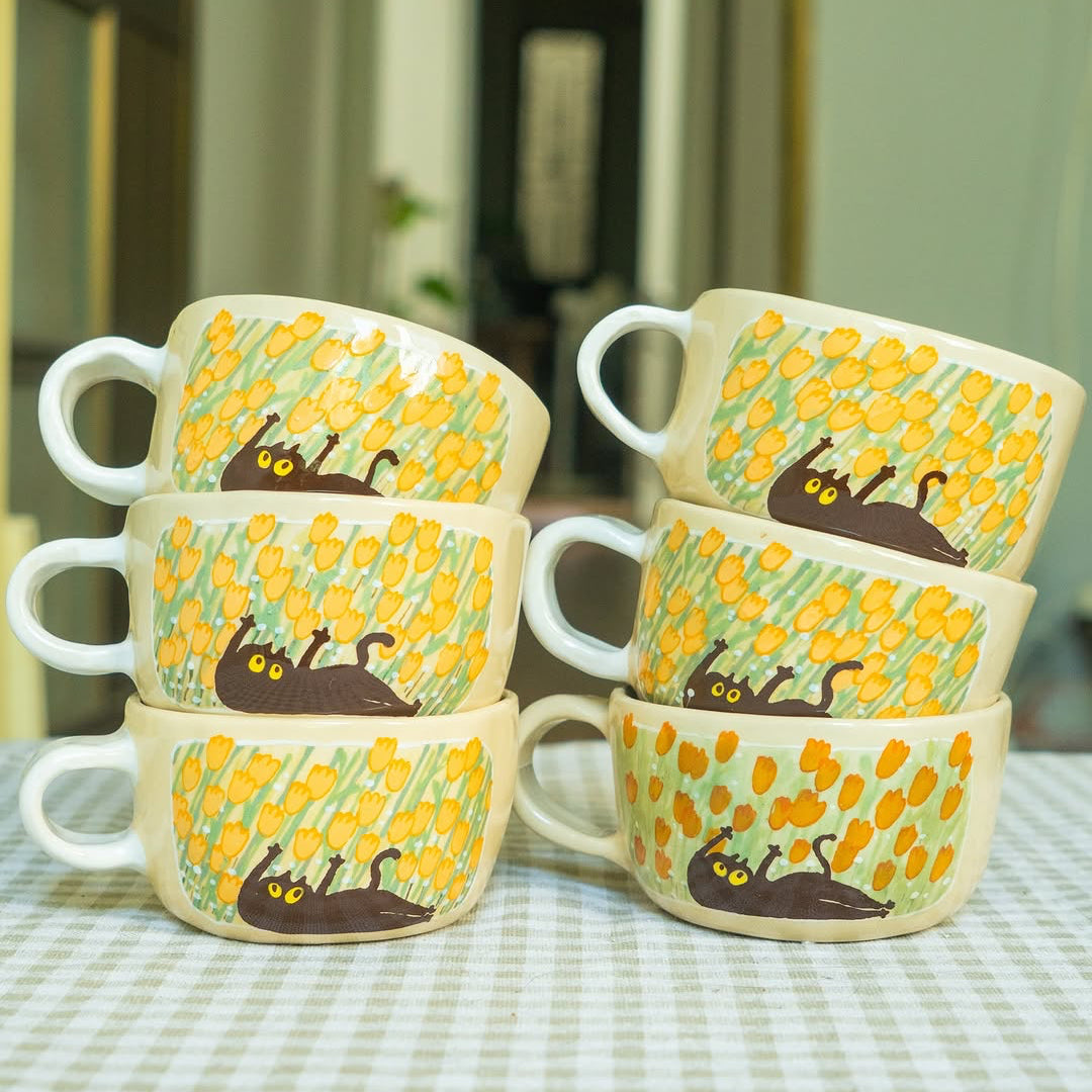 Tasse céramique modelée et peinte à la main – Flower