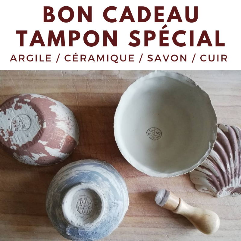 Bon cadeau tampon spécial pour tampon argile, terre, céramique et savon