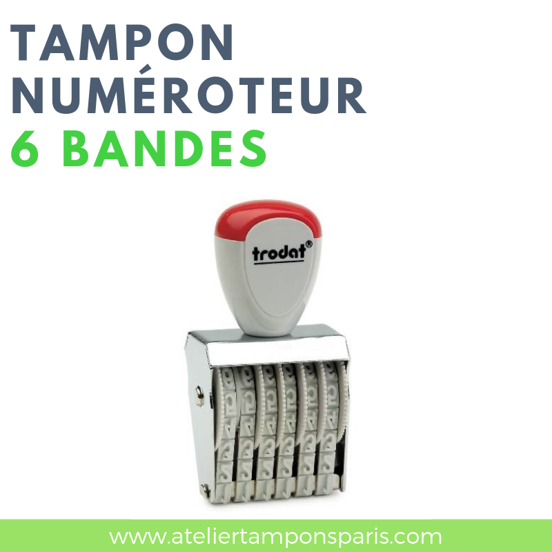 Tampon numéroteur à encrage séparé 6 bandes